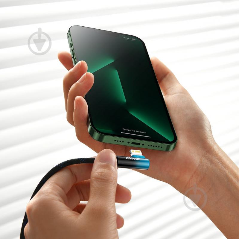 Кабель BASEUS MVP 2 Elbow-shaped Fast Charging Data Cable Type-C to iP 20W 1 м чорний із синім (CAVP000221) - фото 4 Кабель BASEUS MVP 2 Elbow-shaped Fast Charging Data Cable Type-C to iP 20W 1 м чорний із синім (CAVP000221) - фото 4