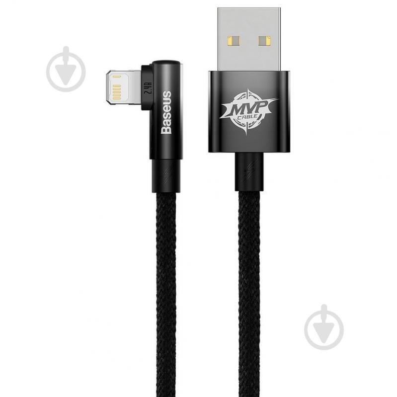 Кабель BASEUS MVP 2 Elbow-shaped Fast Charging Data Cable USB to iP 2.4A 2 м black (CAVP000101) - фото 2 Кабель BASEUS MVP 2 Elbow-shaped Fast Charging Data Cable USB to iP 2.4A 2 м black (CAVP000101) - фото 2