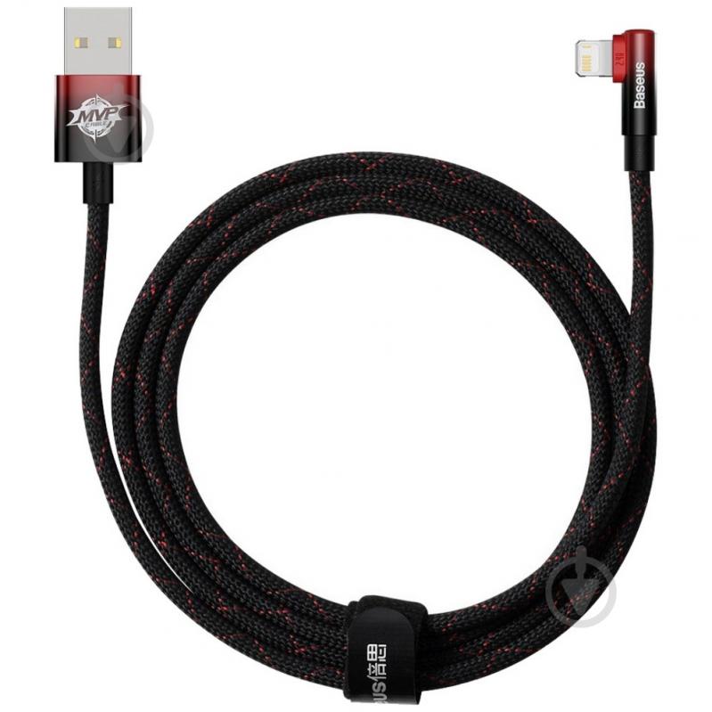 Кабель BASEUS MVP 2 Elbow-shaped Fast Charging Data Cable USB to iP 2.4A 2 м black/red (CAVP000120) - фото 1 Кабель BASEUS MVP 2 Elbow-shaped Fast Charging Data Cable USB to iP 2.4A 2 м black/red (CAVP000120) - фото 1