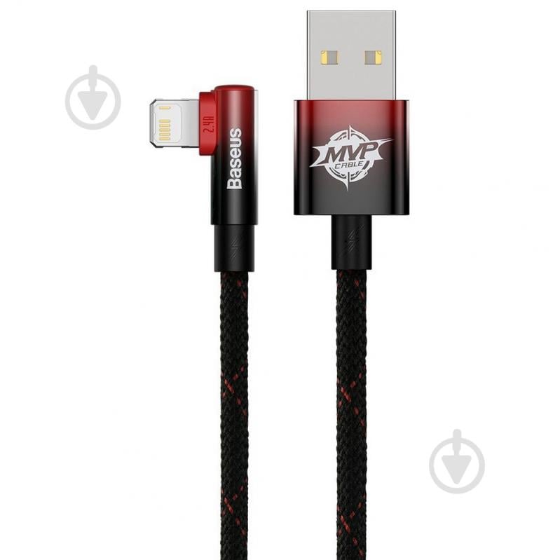 Кабель BASEUS MVP 2 Elbow-shaped Fast Charging Data Cable USB to iP 2.4A 2 м black/red (CAVP000120) - фото 2 Кабель BASEUS MVP 2 Elbow-shaped Fast Charging Data Cable USB to iP 2.4A 2 м black/red (CAVP000120) - фото 2