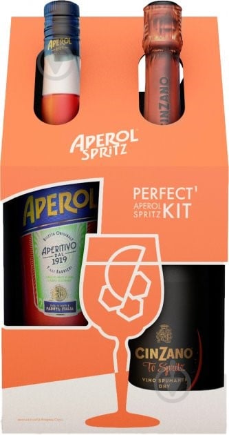 Ликер Aperol Aperetivo 11% 0.7 л + Вино игристое Cinzano Pro-Spritz белое сухое 11% 0,75 л - фото 1