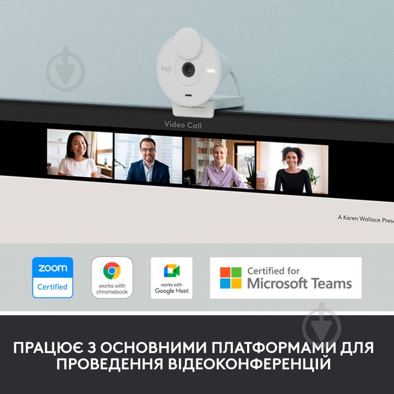 Веб-камера Logitech BRIO 300 FHD White (960-001442) - фото 7