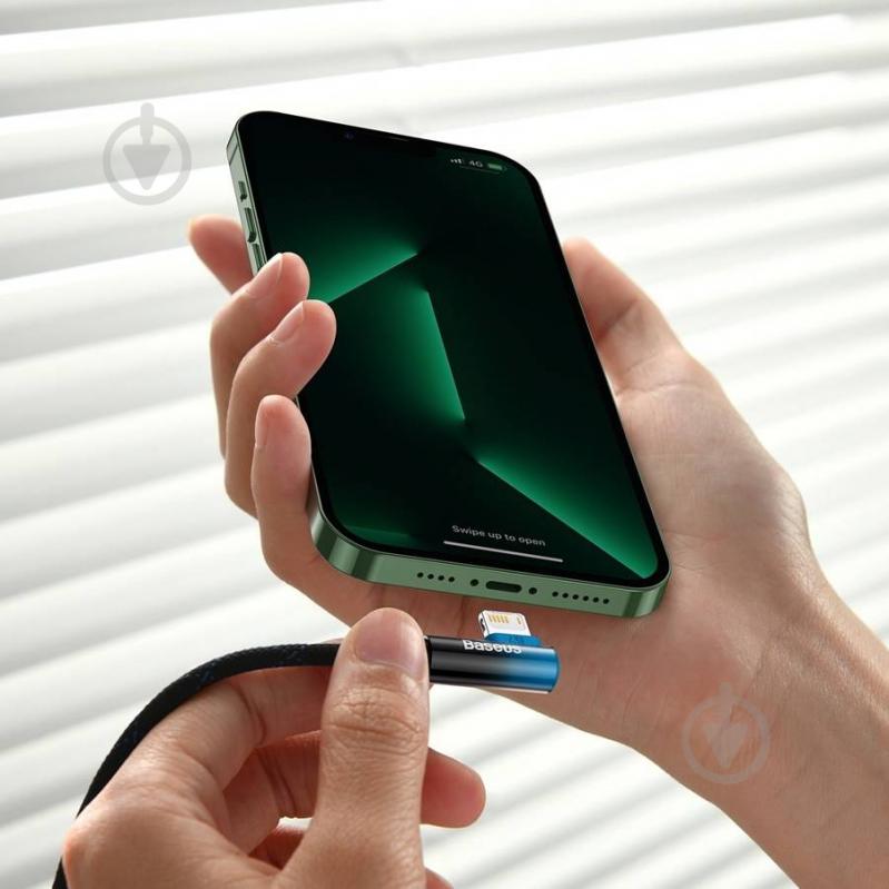 Кабель BASEUS MVP 2 Elbow-shaped Fast Charging Data Cable USB to iP 2.4A 2 м черный с синим (CAVP000121) - фото 4