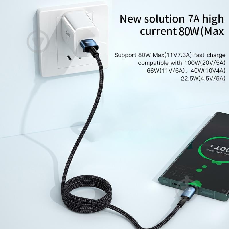 Кабель Essager Sunset Type-C 7A USB 2 м синий (EXCT-CG01) - фото 4