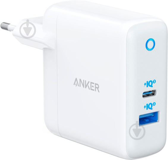 Мережевий зарядний пристрій Anker PowerPort+ Atom III 45W USB-C+15W USB-A White - фото 1