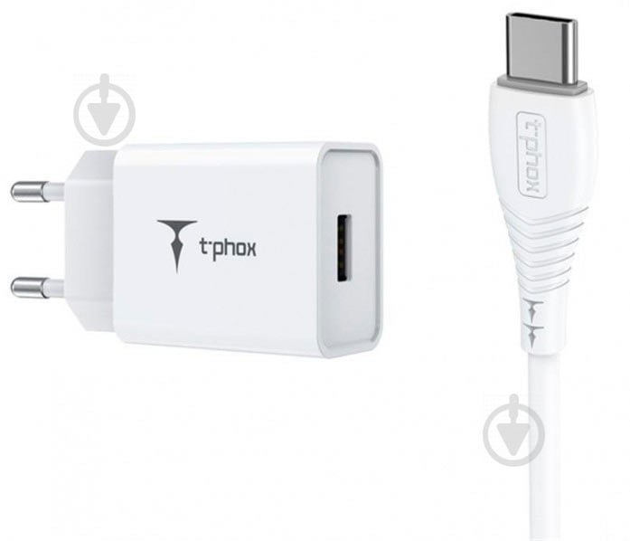 Сетевое зарядное устройство T-PHOX Mini 12W 2.4A + Type-C cable 1.2m - фото 1