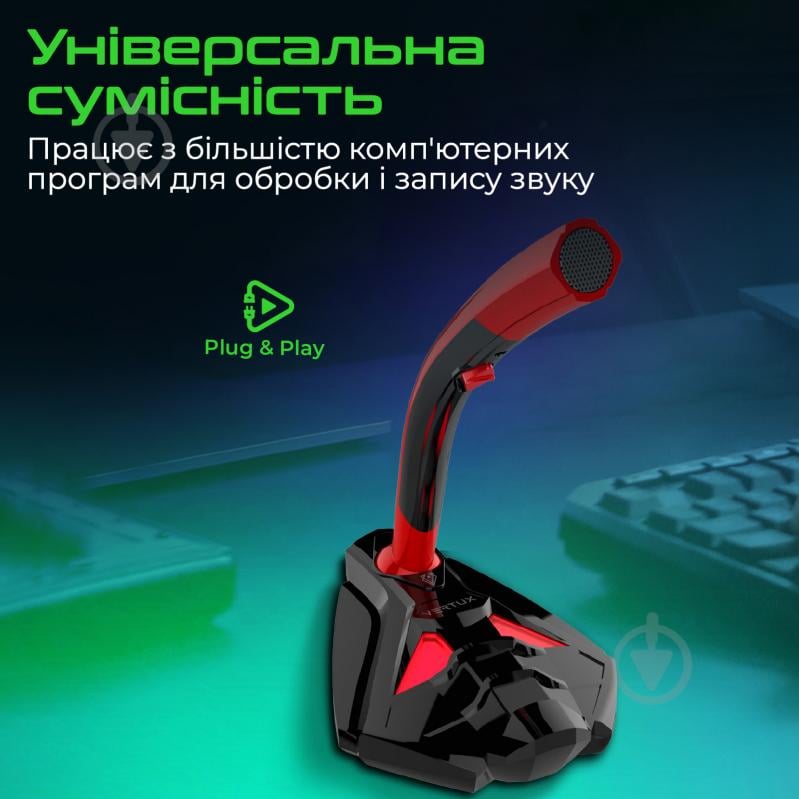 Микрофон Vertux Streamer-4 AUX 3.5 мм (streamer-4.red) - фото 5