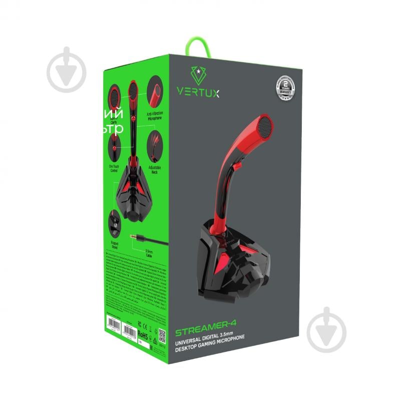 Микрофон Vertux Streamer-4 AUX 3.5 мм (streamer-4.red) - фото 6