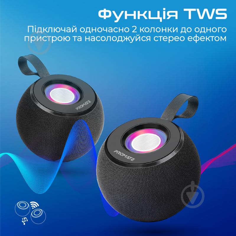 Акустическая система Promate Juggler 1.0 black (juggler.black) - фото 5