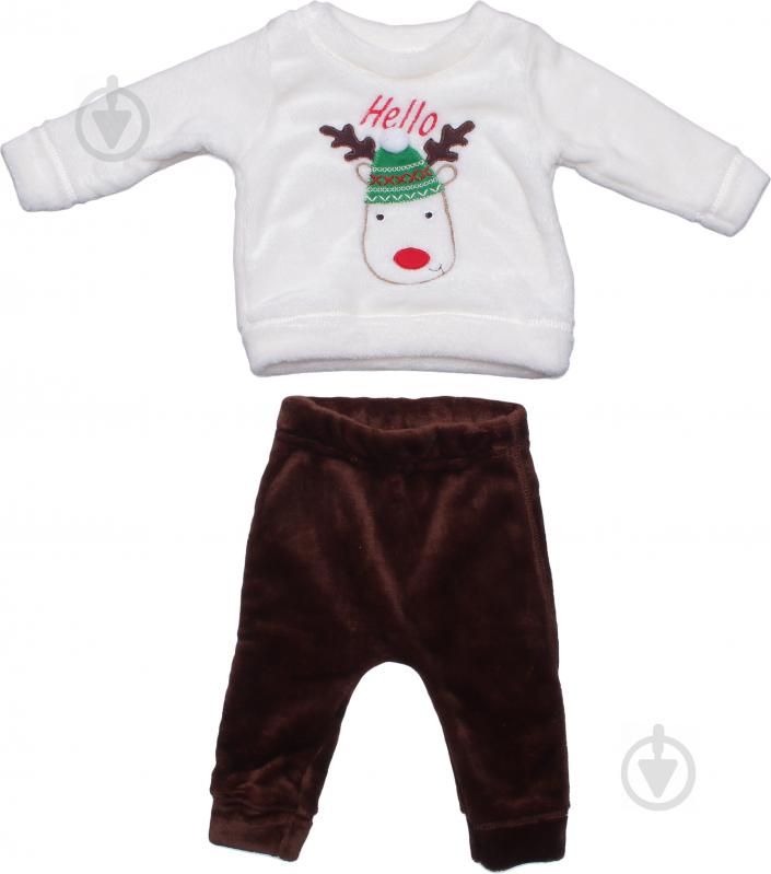 Комплект дитячого одягу Фламінго білий із коричневим р.74 - фото 1