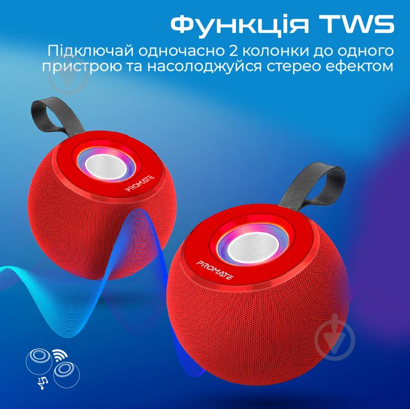 Акустична система Promate Juggler 1.0 red (juggler.red) - фото 5