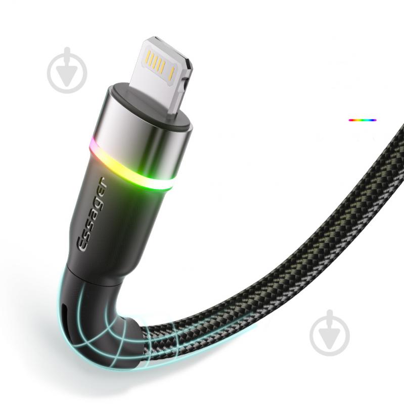 Кабель Essager Colorful LED USB Cable Fast Charging 2.4A 2 м черный (EXCL-XCDA01) - фото 10