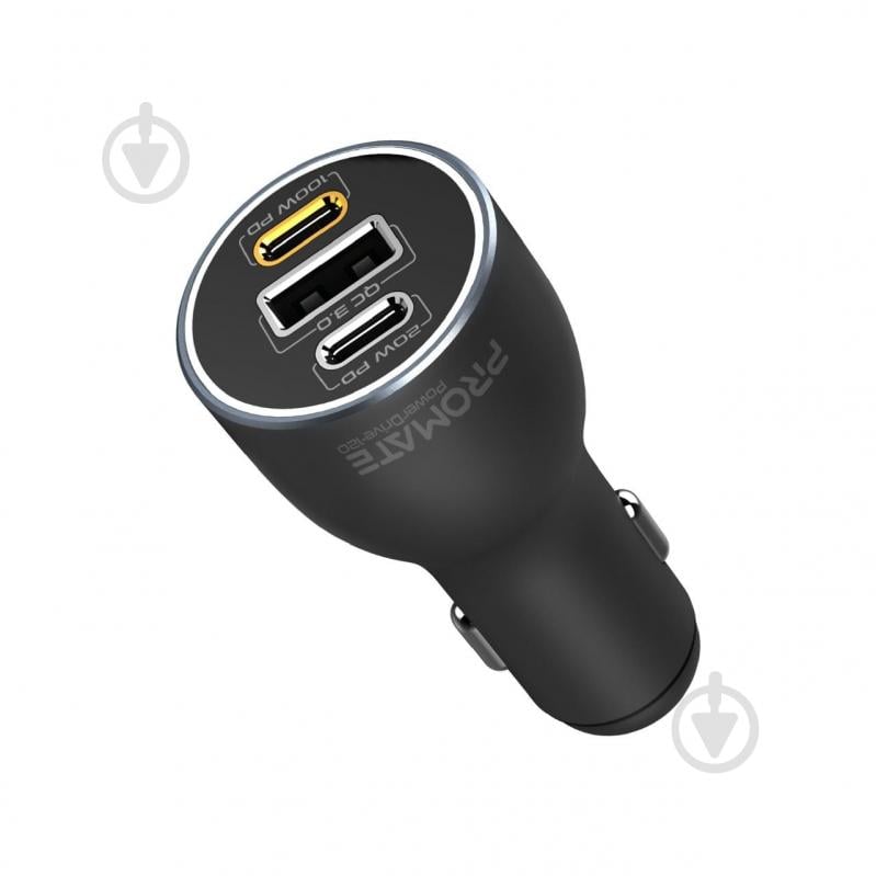 Автомобільний зарядний пристрій Promate PowerDrive-120 W 2xUSB-C, USB-A - фото 1