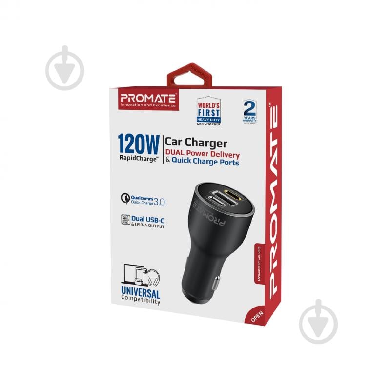 Автомобільний зарядний пристрій Promate PowerDrive-120 W 2xUSB-C, USB-A - фото 9