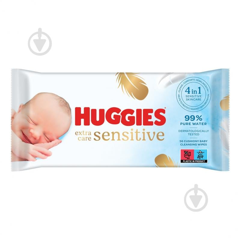 Дитячі вологі серветки Huggies Pure Gold 56 шт. - фото 1