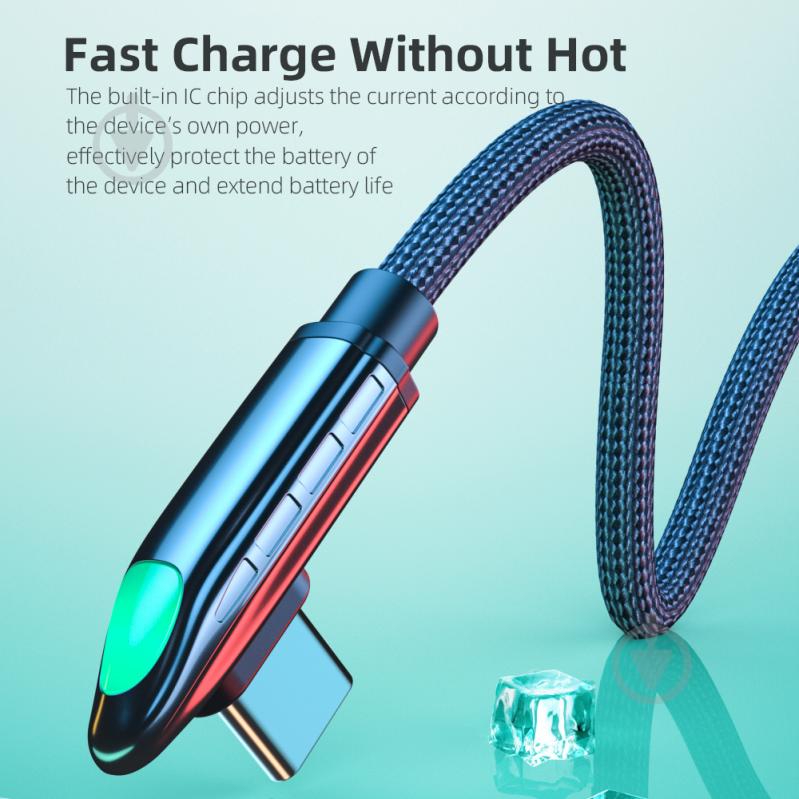 Кабель Essager Bullet Train 6A 66W USB Type C Cable 1 м чорний (EXCT-FXH01) - фото 9