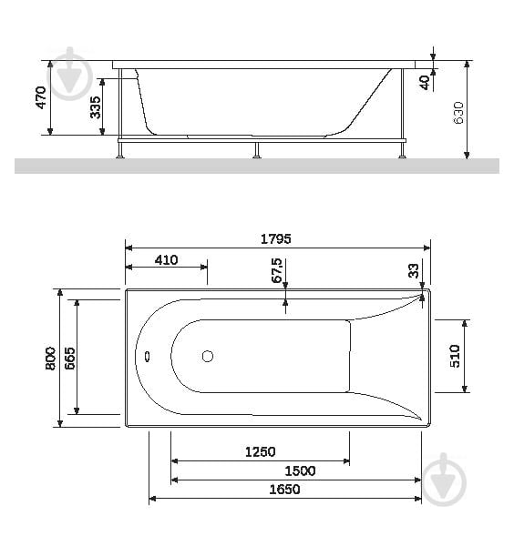 Ванна акриловая AM.PM Spirit 180х80 см W72A-180-080W-A2 - фото 6