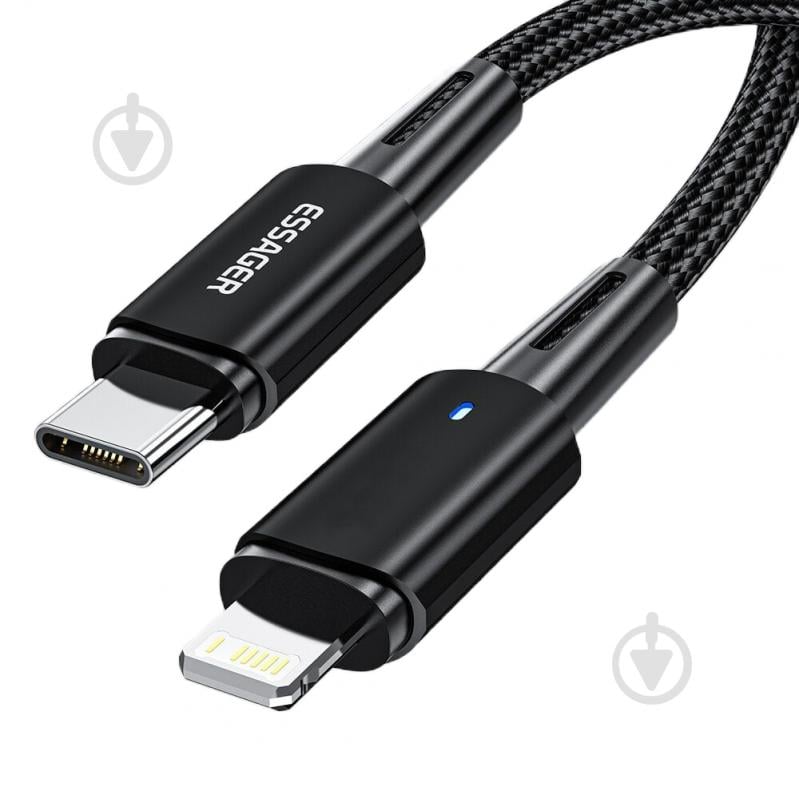 Кабель Essager Sunset Type-C to Lightning 20W USB Charging Cable 1 м чорний (EXCTL-CG01) - фото 2