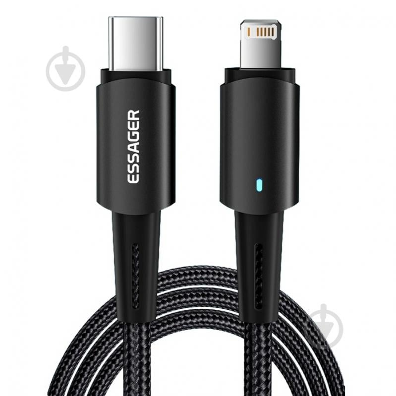 Кабель Essager Sunset Type-C to Lightning 20W USB Charging Cable 1 м чорний (EXCTL-CG01) - фото 1