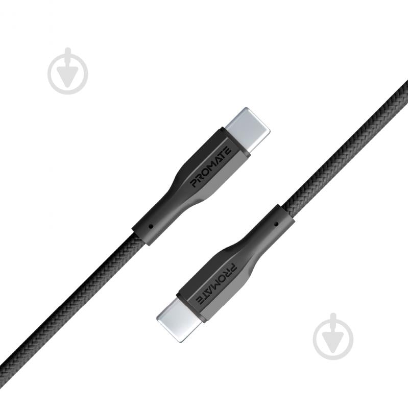 Кабель Promate xCord-CC USB-C to USB-C 3А 1 м 1 м чорний (xcord-cc.black) - фото 1