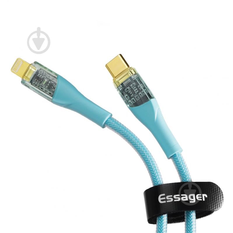 Кабель Essager Interstellar Transparent Design USB Charging Cable Type C to Lightning 1 м голубой (EXCTL-XJ03-P) - фото 1