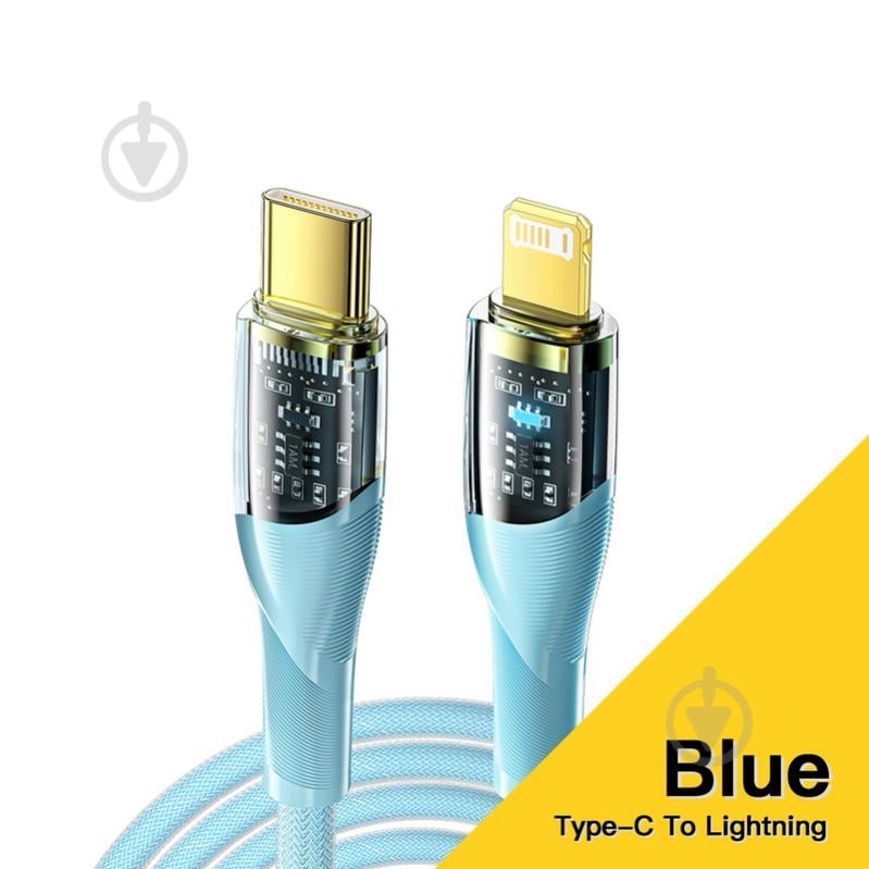 Кабель Essager Interstellar Transparent Design USB Charging Cable Type C to Lightning 1 м голубой (EXCTL-XJ03-P) - фото 4