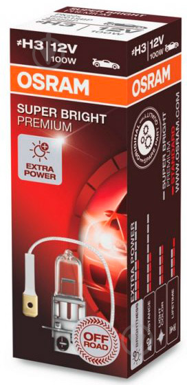 Автолампа галогенная Osram Super Bright Premium Off-Road H3 100 Вт 1 шт.(62201SBP) - фото 3