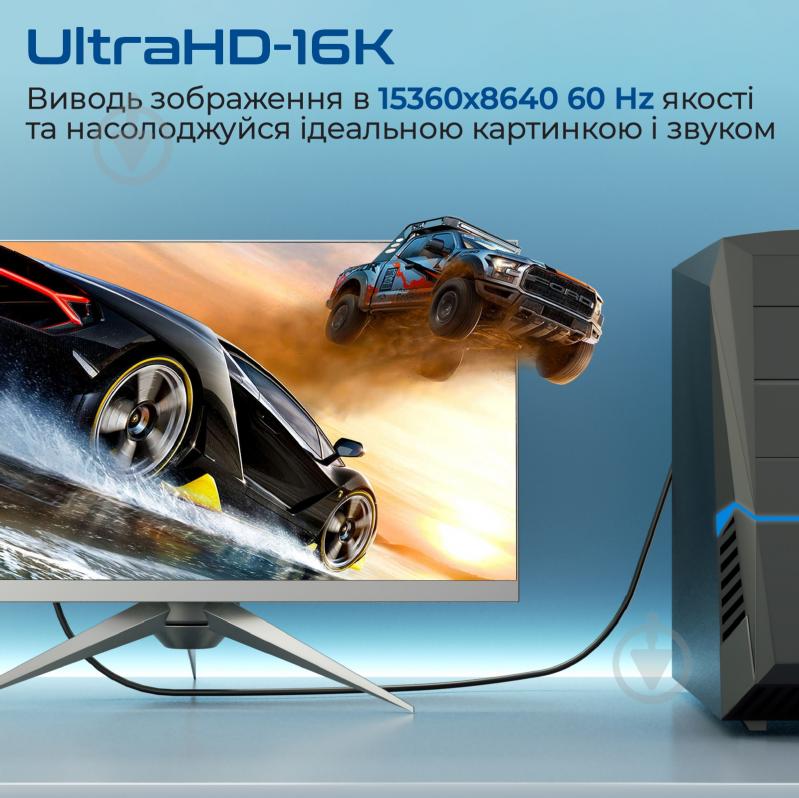 Кабель Promate DPLink-16K DisplayPort to DisplayPort 2.0 UHD HDR 2 м 2 м чорний (dplink-16k.black) - фото 2 Кабель Promate DPLink-16K DisplayPort to DisplayPort 2.0 UHD HDR 2 м 2 м чорний (dplink-16k.black) - фото 2