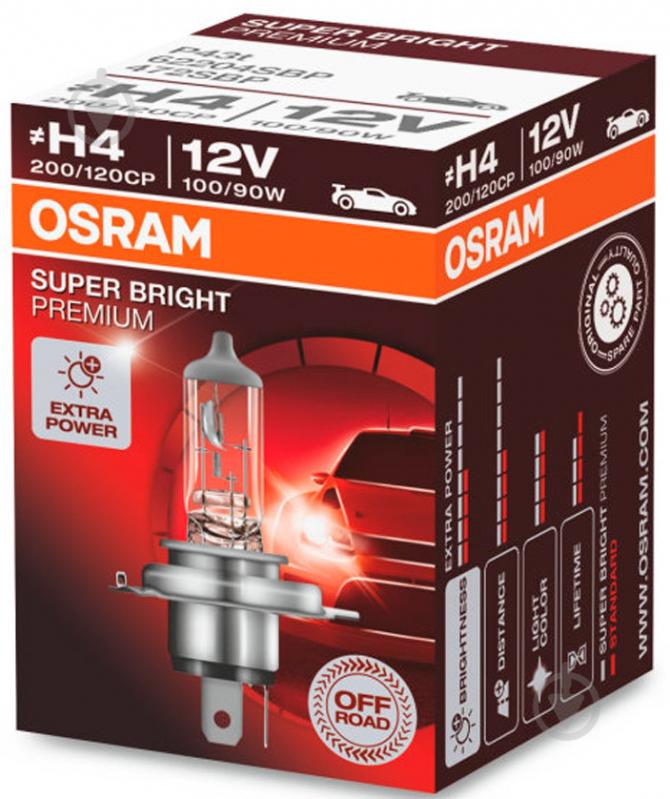 Автолампа галогенна Osram Super Bright Premium Off-Road H4 100/90 Вт 1 шт.(62204SBP) - фото 2