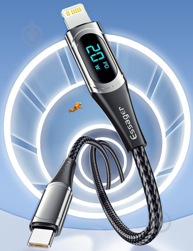 Кабель Essager LED Digital Display PD 20W Fast Charging 1 м черный (EXCTL-YD01) - фото 6