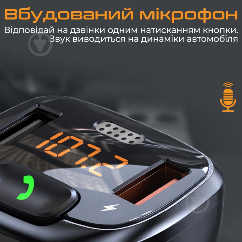 FM-трансмітер Promate SmarTune-4 Bluetooth/USB QC3.0/USB OTG/microSD - фото 4