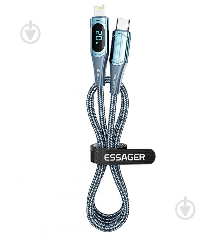 Кабель Essager LED Digital Display PD 20W Fast Charging 1 м синий (EXCTL-YD03) - фото 4