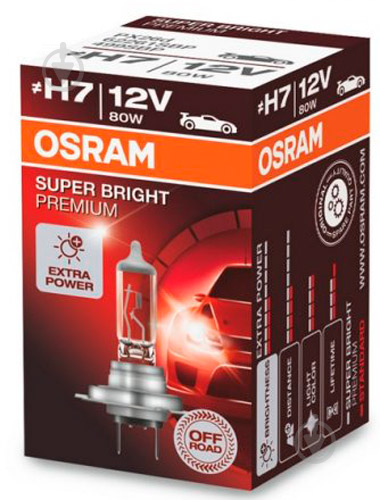 Автолампа галогенная Osram Super Bright Premium Off-Road H7 80 Вт 1 шт.(62261SBP) - фото 2