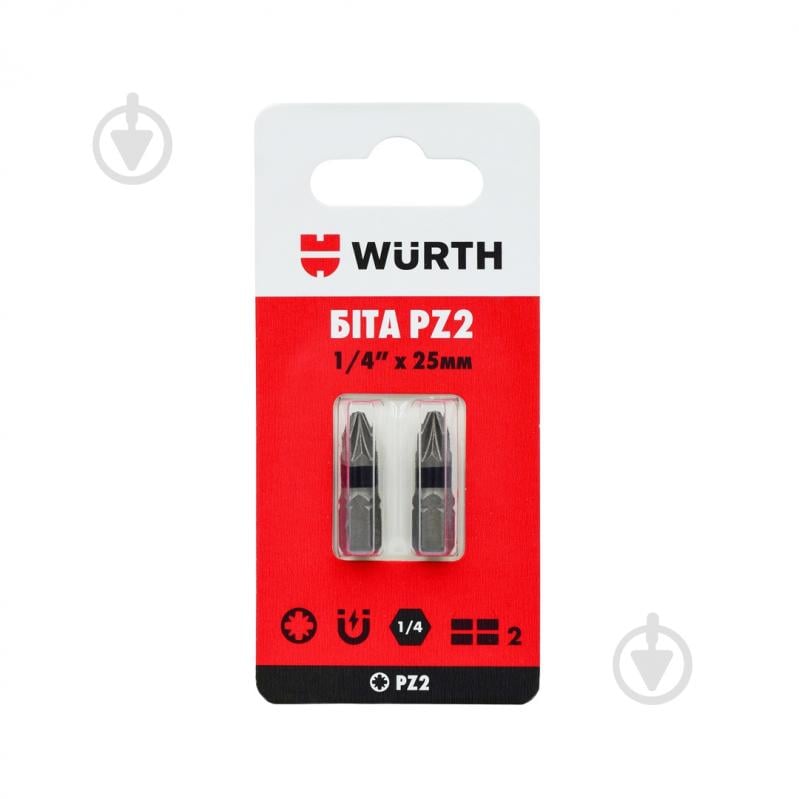 Бита WURTH PZ2х25 мм 1/4" 2 шт. 1614176652902 - фото 1