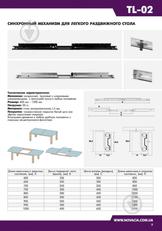 Tl 02 механизм стола