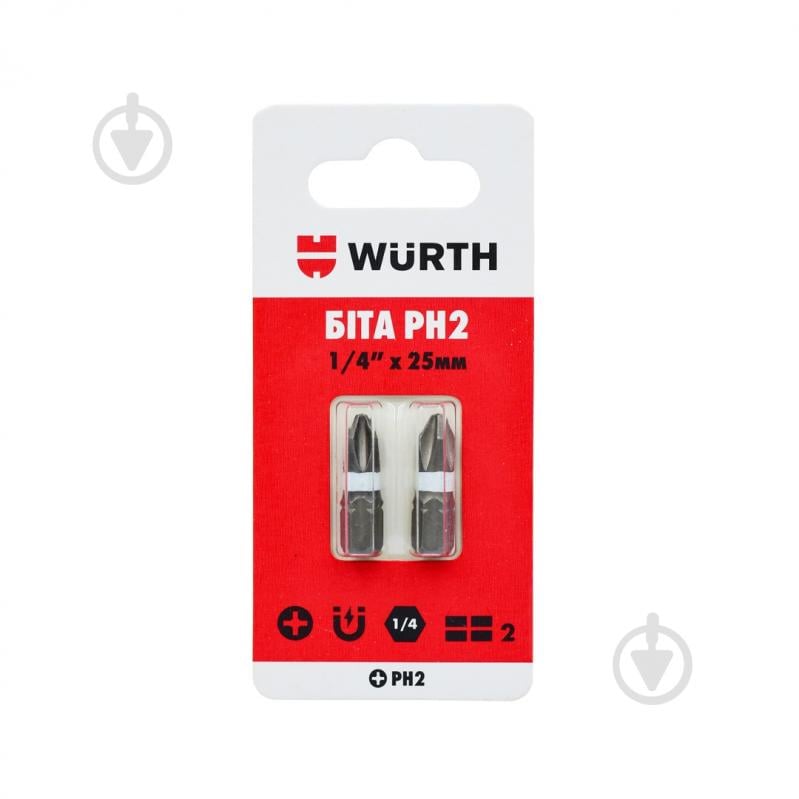 Бита WURTH PH2х25 мм 1/4" 2 шт. 1614176461902 - фото 1