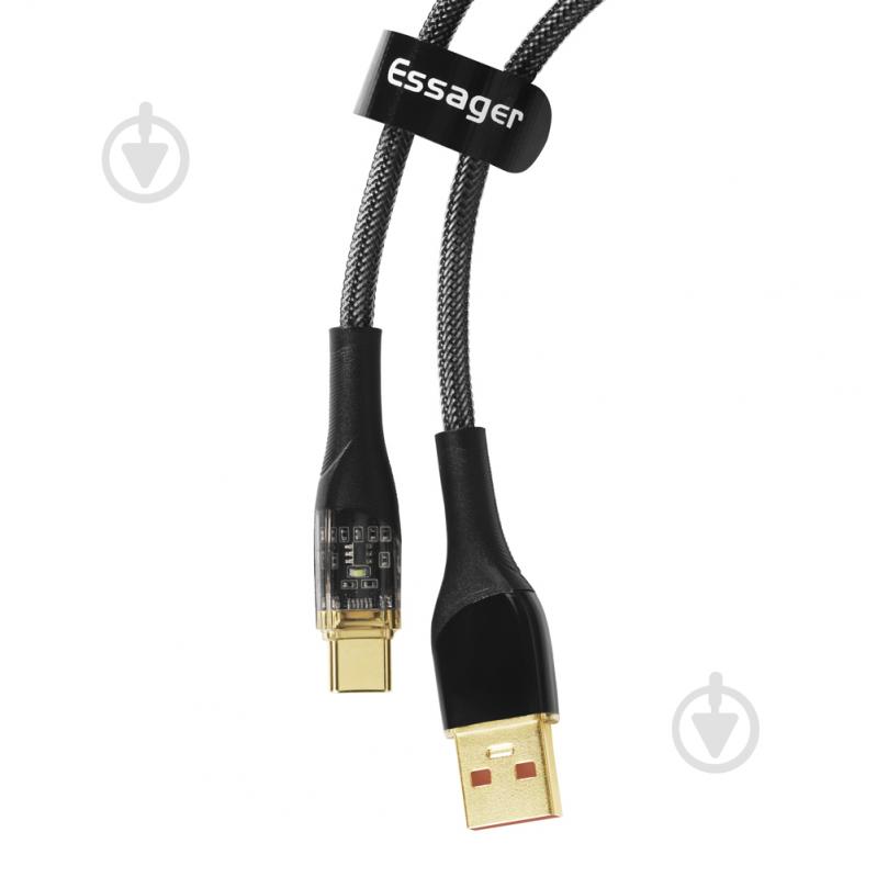 Кабель Essager Interstellar Transparent Design USB Charging Cable USB A to Type C 7A 1 м чорний (EXCT-XJ01-P) - фото 1