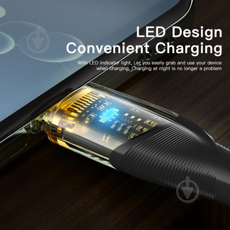 Кабель Essager Interstellar Transparent Design USB Charging Cable USB A to Type C 7A 1 м чорний (EXCT-XJ01-P) - фото 7