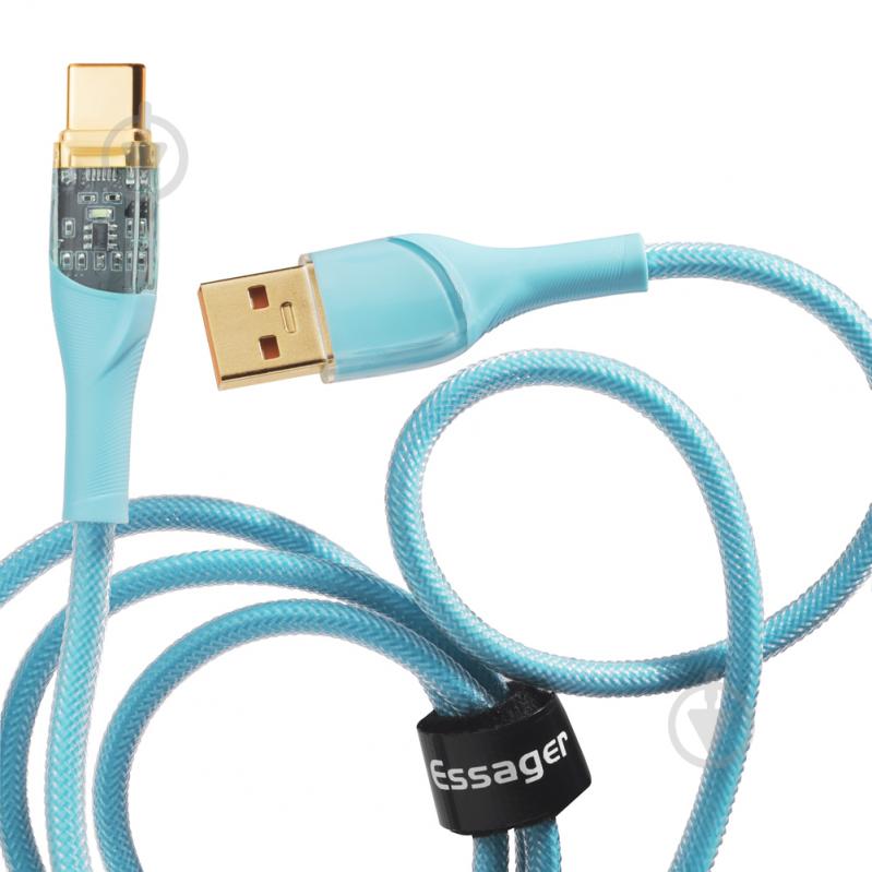 Кабель Essager Interstellar Transparent Design USB Type-A to USB Type-C 7A 1 м голубой (EXCT-XJ03-P) - фото 2