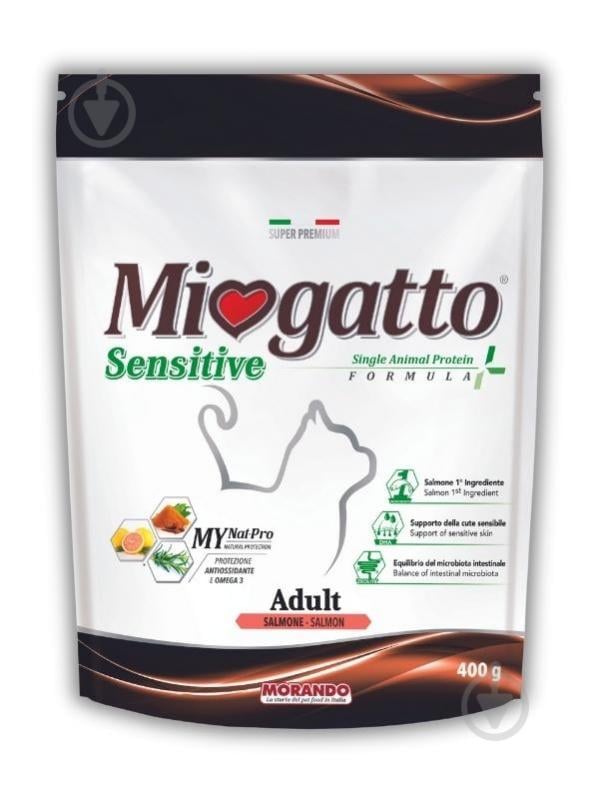 Корм сухий для котів Morando MioGatto Sensitive (монопротеїновий) з лососем 400 г - фото 1