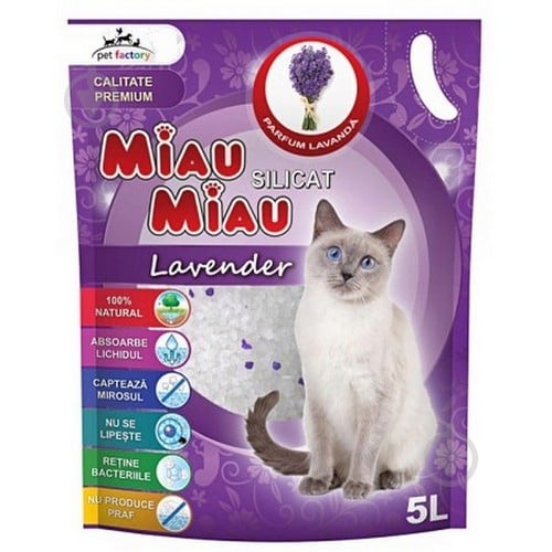 Наповнювач для котячого туалету MIAU MIAU SILICAT Lovander 5л - фото 1