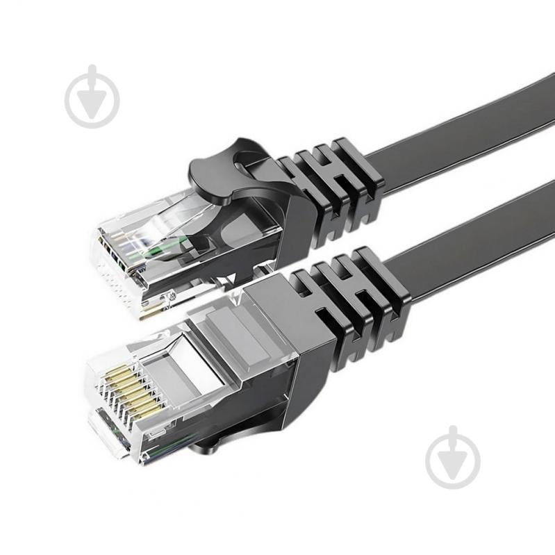 Патч-корд Essager TopSpeed Cable Ethernet Cat6 RJ45 Flat Cable 1 м чорний - фото 1