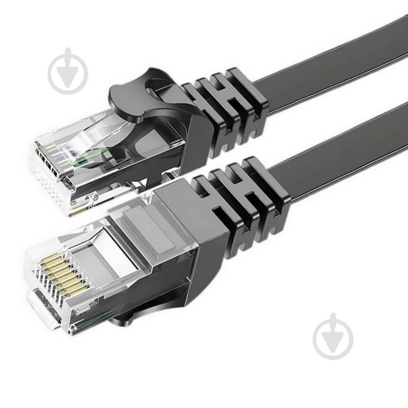 Патч-корд Essager TopSpeed Cable Ethernet Cat6 RJ45 Flat Cable 3 м черный - фото 1