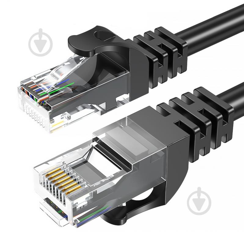 Патч-корд Essager TopSpeed Cable Ethernet Cat6 RJ45 Round Cable 1 м чорний - фото 1