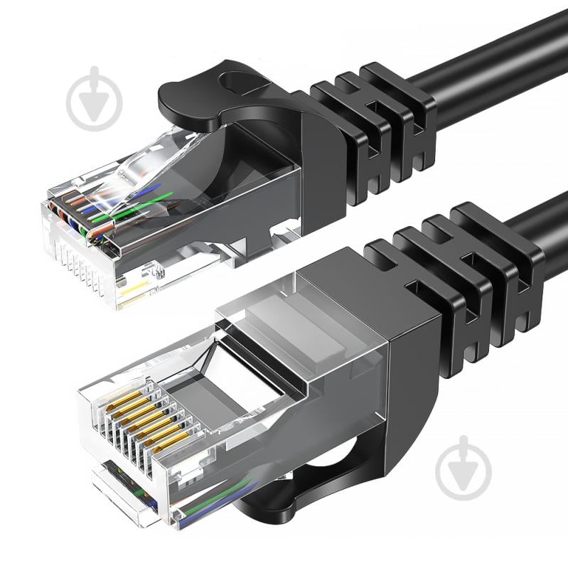 Патч-корд Essager TopSpeed Cable Ethernet Cat6 RJ45 Round Cable 2 м чорний - фото 1