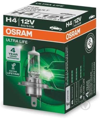 Автолампа галогенна Osram Ultra Life H4 60/55 Вт 1 шт.(64193ULT) - фото 2