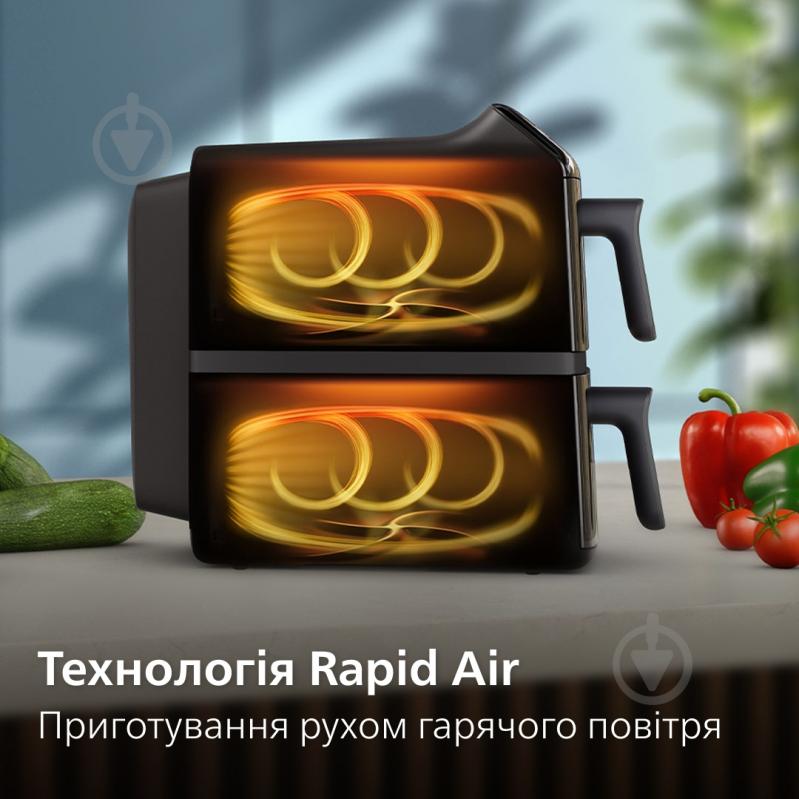 Мультипечь Philips Ovi Stacked Dual Basket Series 4000 NA462/70 black - фото 14