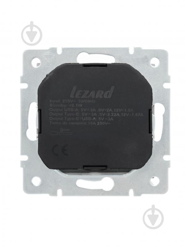 Розетка побутова + USB с заземлением Lezard Vesna серый 742-3588-181TC - фото 4