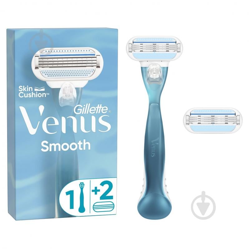Станок для бритья Gillette Venus Smooth со сменными картриджами 2 шт. - фото 1