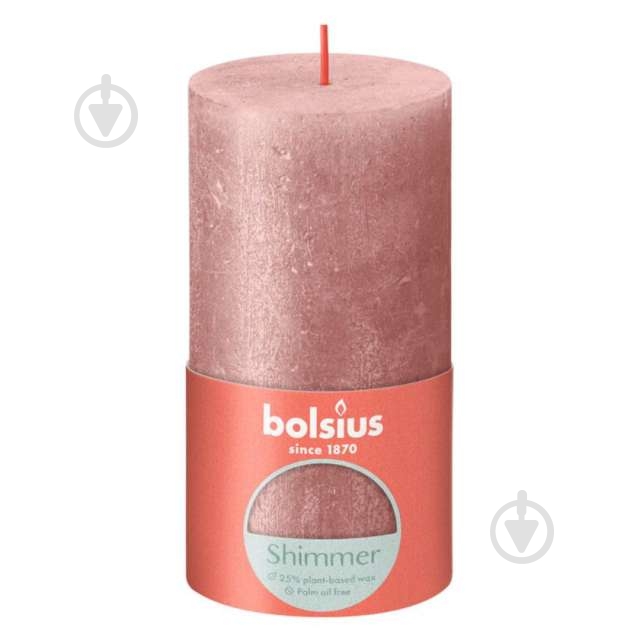 Свічка Рустік стовпчик SHIMMER 130/68 рожева Bolsius - фото 1